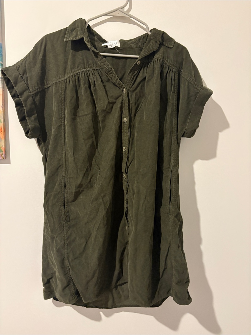 Velvet by Graham & Spencer Olive Green Button-Front Tunic